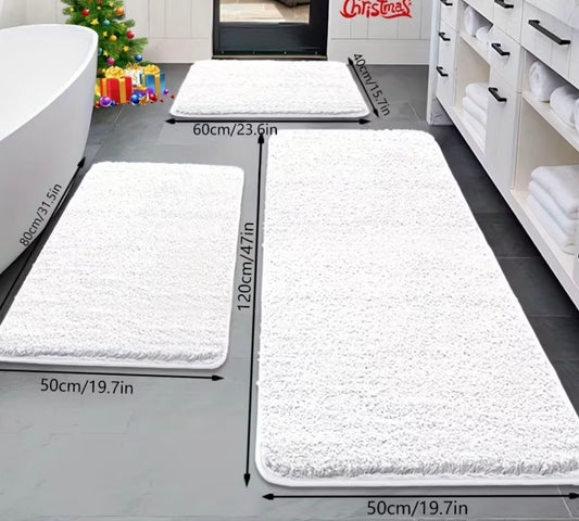 Badkamermat, grijs/wit, wasbaar, set 3 stuks.