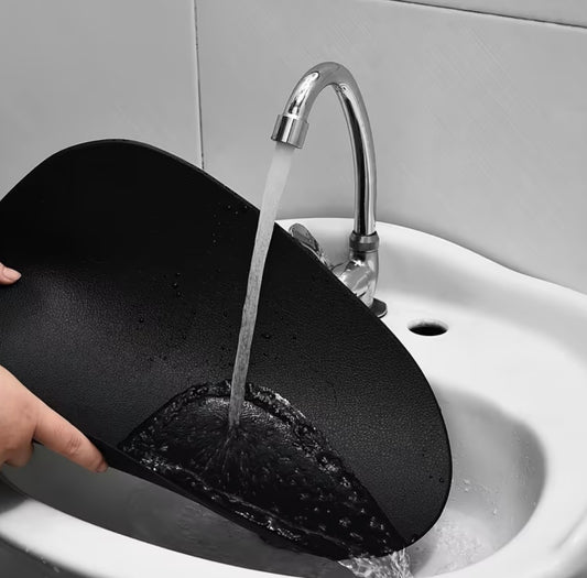 Placemat, zwart, ovaal, wasbaar, set van 6 stuks