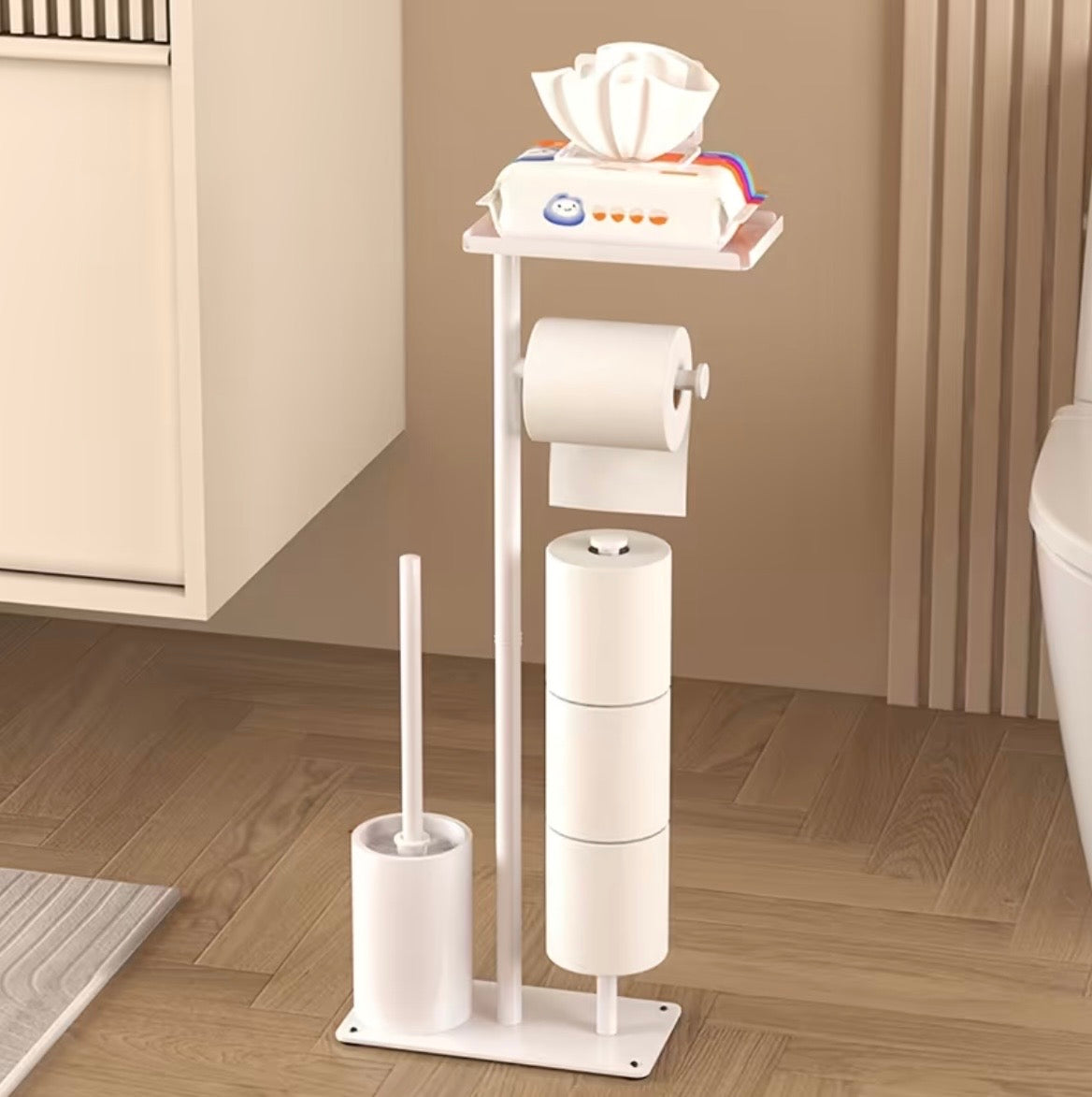 Toiletaccessoires wc borstel+houder, wc rolhouder, zwart/wit.