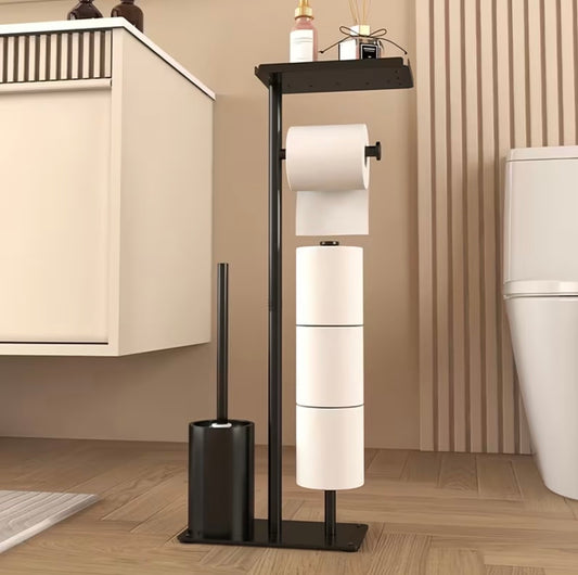 Toiletaccessoires wc borstel+houder, wc rolhouder, zwart/wit.